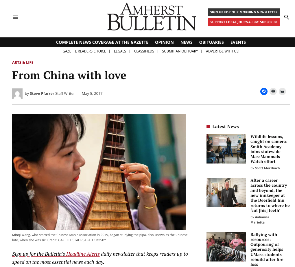 Amherst Bulletin press screenshot